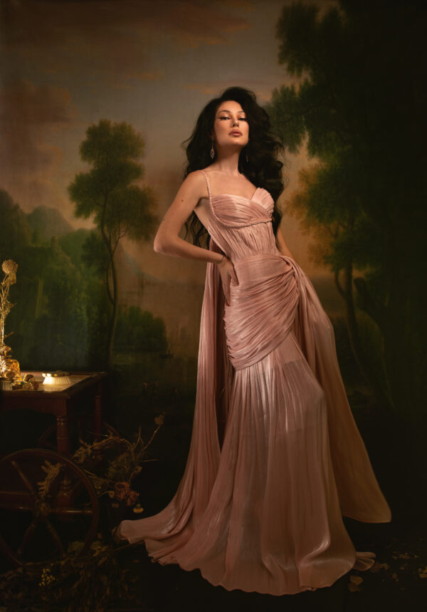 ORA Blush Guardian Plissé Gown