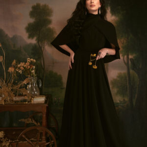 ORA Noir Gown with Sculpted Cape