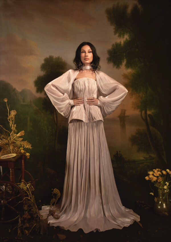 ORA Veil Plissé Corseted Gown in Ora Veil